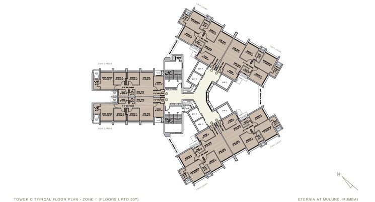 Master Plan, oberoi-eternia 3 Bedroom 932 Sq.Ft. Apartment In Mulund West Mumbai 8632774