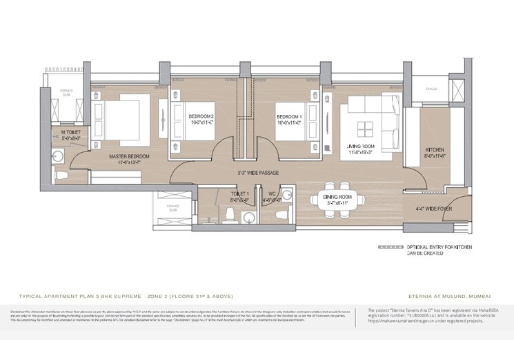 Floor Plan, oberoi-eternia 3 Bedroom 932 Sq.Ft. Apartment In Mulund West Mumbai 8632774