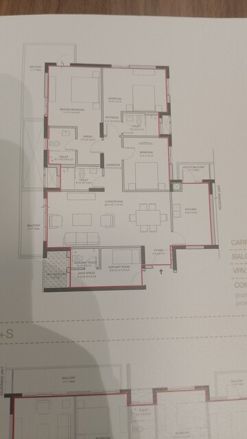 Floor Plan in 3 BHK Apartment at Vatika Seven Elements, Sector 89a – for Sale