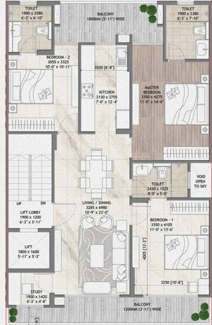 Floor Plan in 3.5 BHK Builder Floor at Signature Global Daxin Vistas, Bhondsi – for Sale