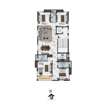 Floor Plan in 4 BHK Apartment at Rabindra Sarovar – for Sale