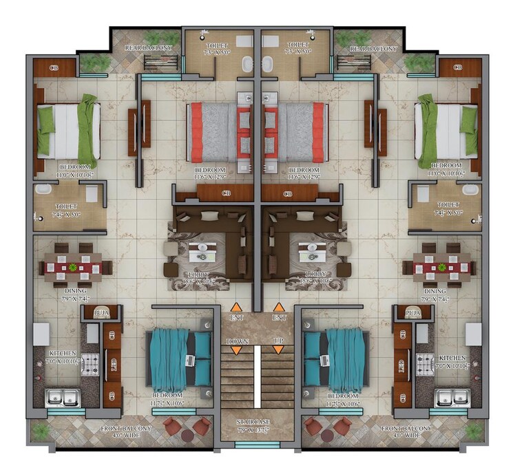 Floor Plan, nabha 3 Bedroom 1300 Sq.Ft. Apartment In Nabha Zirakpur 8635088