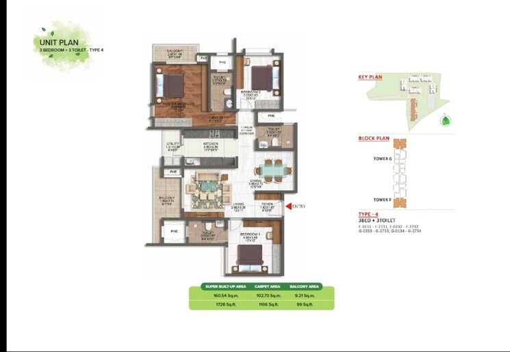 Floor Plan, brigade-sanctuary 3 Bedroom 1424 Sq.Ft. Apartment In Sarjapur Road Bangalore 8636577