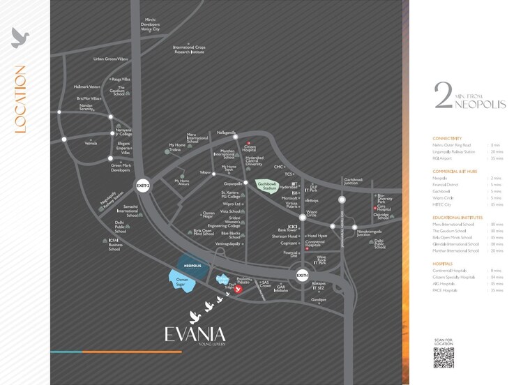 Map Location, avr-evania 3.5 Bedroom 3315 Sq.Ft. Apartment In Kokapet Hyderabad 8636955