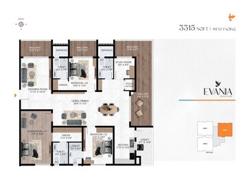 Floor Plan in 3.5 BHK Apartment at AVR Evania, Kokapet – for Sale