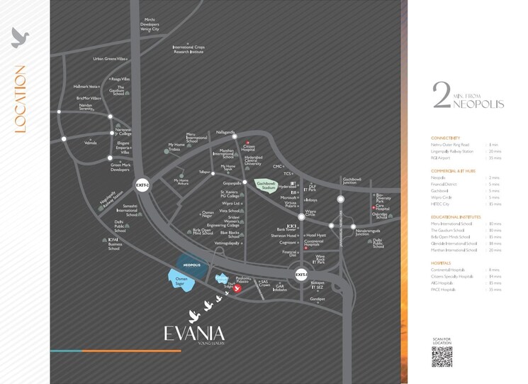 Map Location, avr-evania 4 Bedroom 3575 Sq.Ft. Apartment In Kokapet Hyderabad 8636970