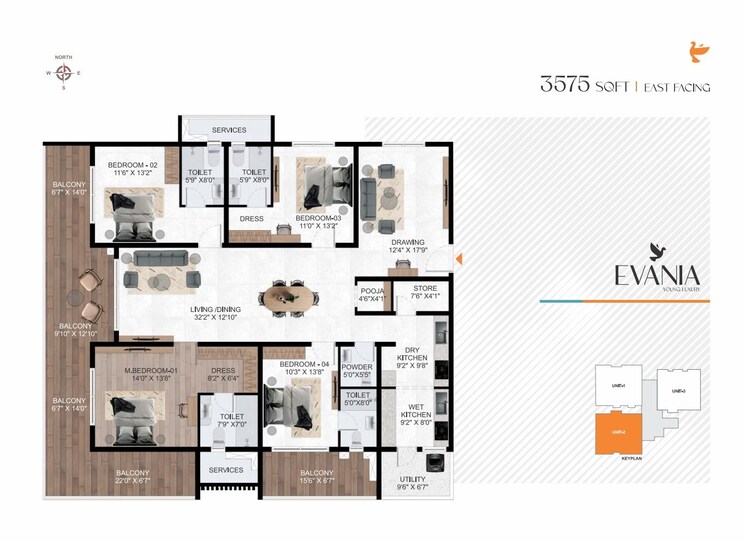 Floor Plan, avr-evania 4 Bedroom 3575 Sq.Ft. Apartment In Kokapet Hyderabad 8636970