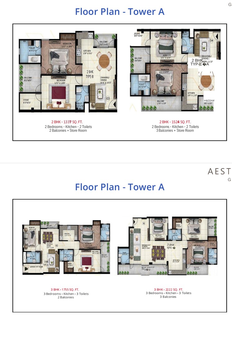 Floor Plan, sector 107 2 Bedroom 1337 Sq.Ft. Apartment In Sector 107 Noida 8637416