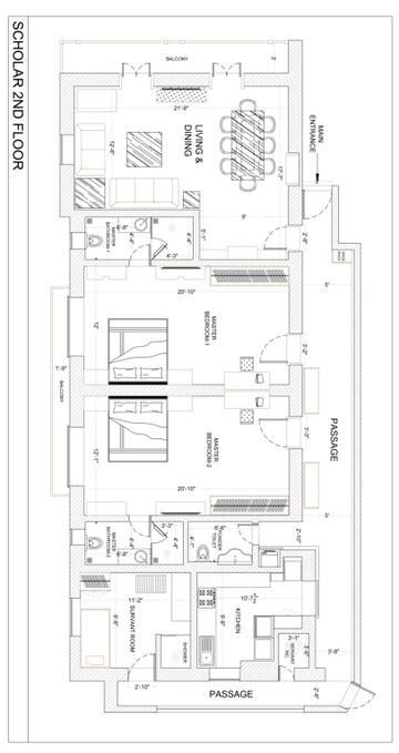 Floor Plan in 2 BHK Apartment at Colaba – for Rent