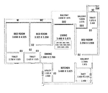 Floor Plan in 3 BHK Apartment at Goel Ganga Imperia, Nibm Annexe – for Sale