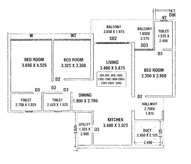 Floor Plan, goel-ganga-imperia 3 Bedroom 1181 Sq.Ft. Apartment In Nibm Annexe Pune 8638887