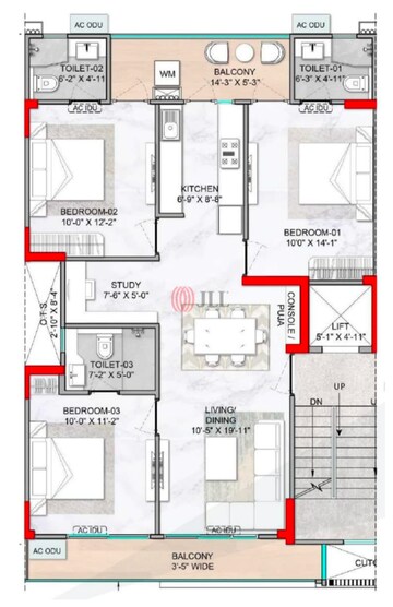 Floor Plan in 3.5 BHK Apartment at M3M Antalya Hills, Sector 79 – for Sale