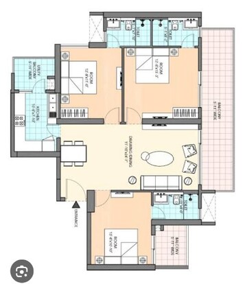 Floor Plan in 3 BHK Apartment at M3M Sky City, Sector 65 – for Rent