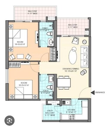 Floor Plan in 3 BHK Apartment at M3M Sky City, Sector 65 – for Rent