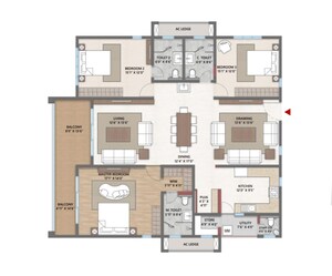 Floor Plan in 3 BHK Apartment at Cybercity Trevita, Kothaguda – for Sale