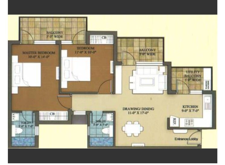 Floor Plan, aba-coco-county 3 Bedroom 1152 Sq.Ft. Apartment In Sector 10 Greater Noida Greater Noida 8641380