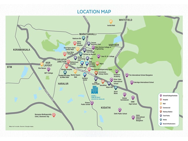 Map Location, godrej-park-retreat 1 Bedroom 600 Sq.Ft. Apartment In Sarjapur Road Bangalore 8642842