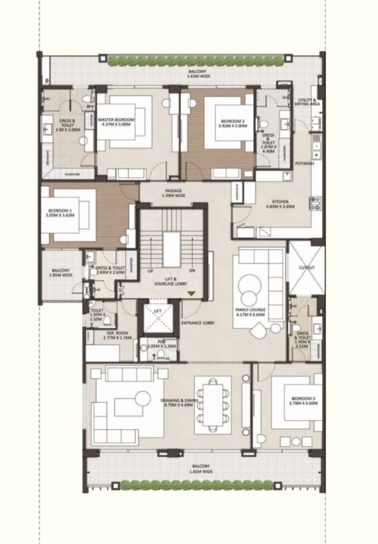Floor Plan, panchkula industrial area phase i 3 Bedroom 2000 Sq.Ft. Apartment In Panchkula Industrial Area Phase I Panchkula 8643239