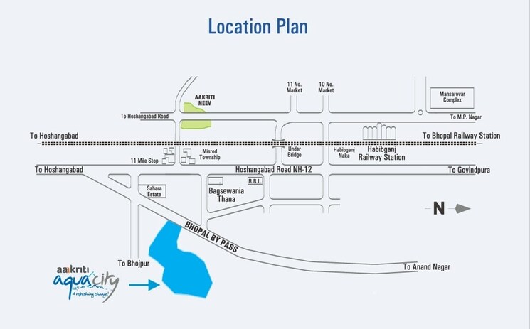 Map Location, aakriti-aqua-city-mansarovar 3 Bedroom 1130 Sq.Ft. Villa In Bhojpur Road Bhopal 8644218