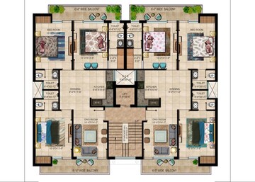 Floor Plan in 3 BHK Apartment at Green Valley Residencia, Ghazipur – for Sale