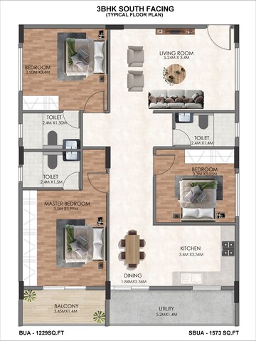 Floor Plan in 2 BHK Apartment at Prayuktha PM Garden, Rajanukunte – for Sale