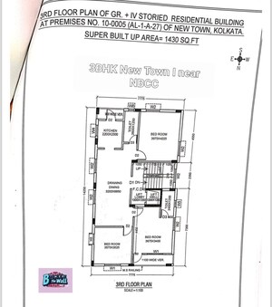 Floor Plan in 3 BHK Builder Floor at New Town Action Area 1 – for Sale