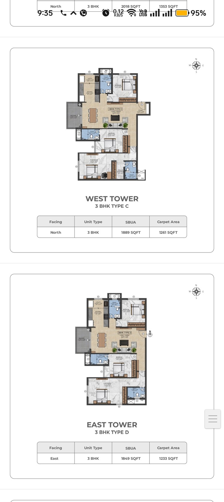 Floor Plan, shilpa-rathna 3 Bedroom 1849 Sq.Ft. Apartment In Kasturi Nagar Bangalore 8647759