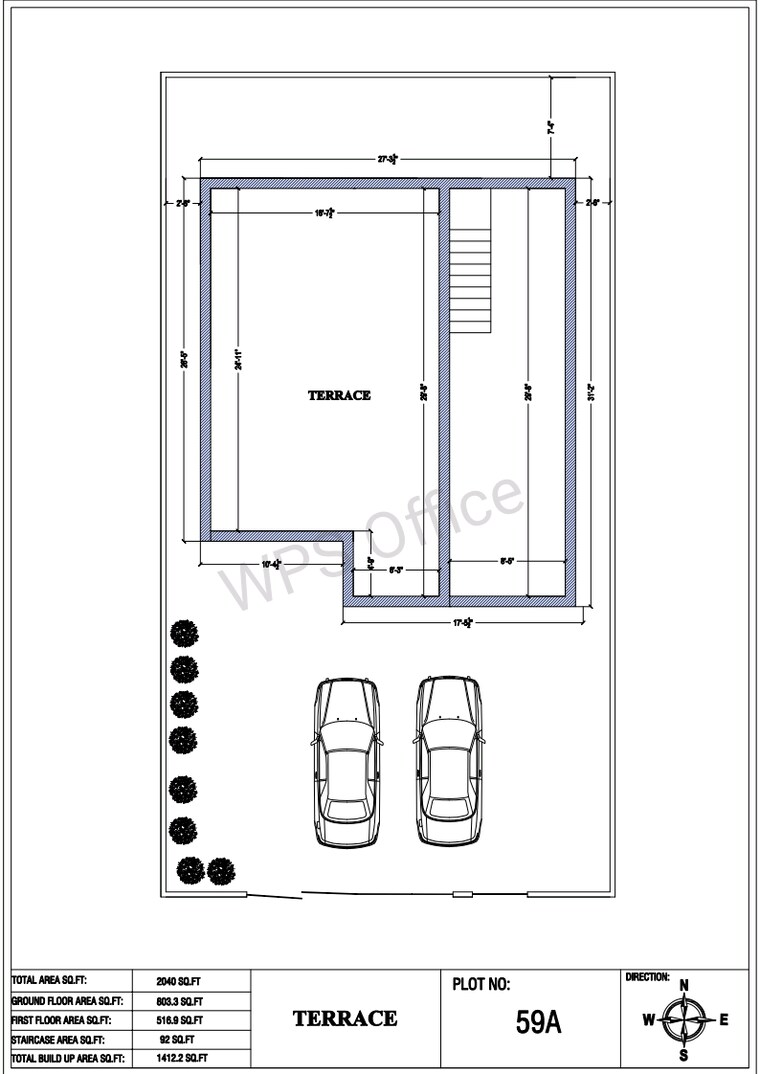 Floor Plan, panjappur 2.5 Bedroom 1400 Sq.Ft. Villa In Panjappur Trichy 8648562