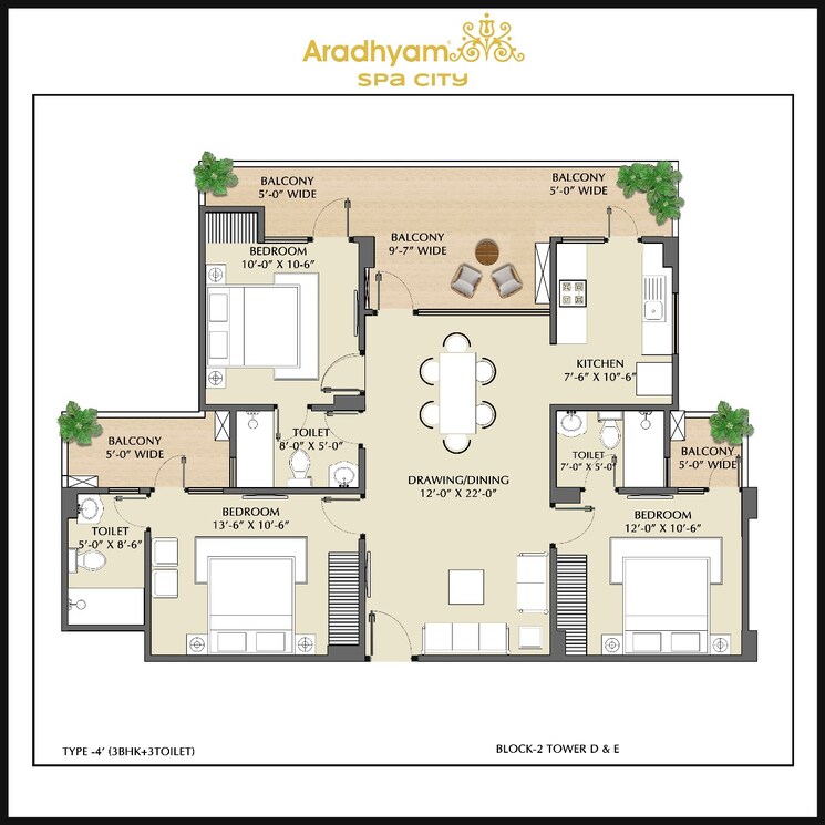 Floor Plan, aradhyam-spa-city 3 Bedroom 1755 Sq.Ft. Apartment In Meerut Road Ghaziabad 8650320