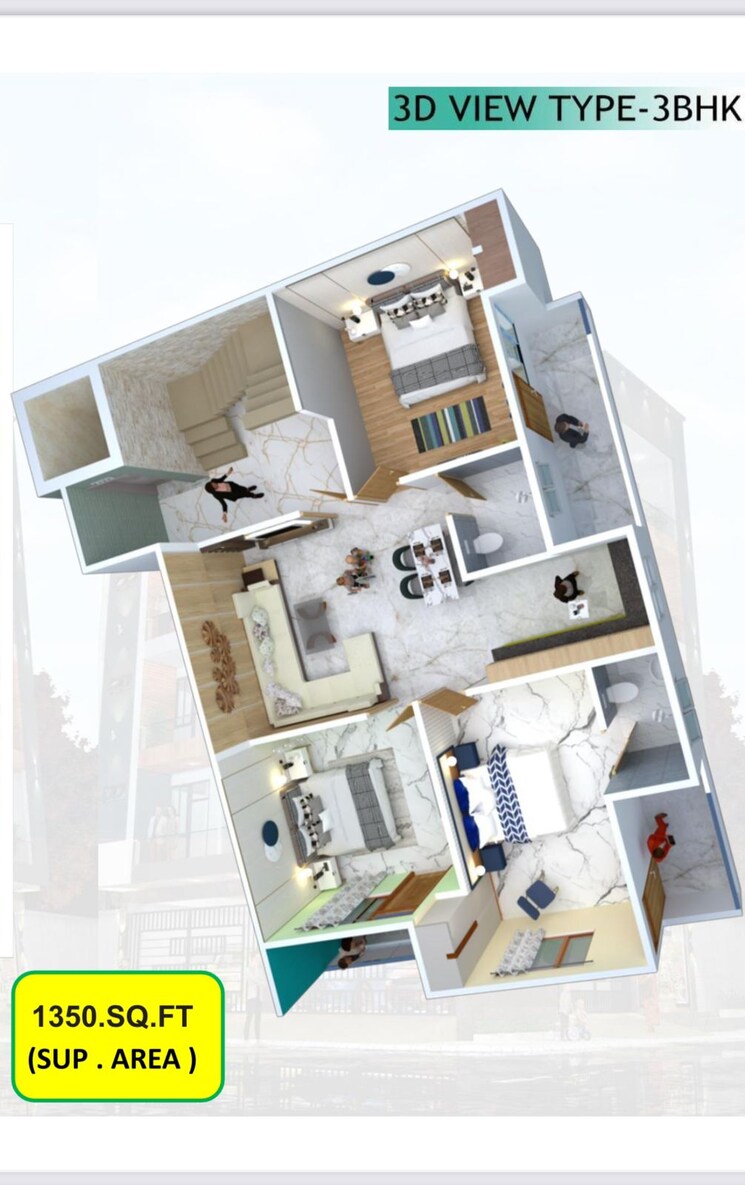 Floor Plan, sector 107 3 Bedroom 1650 Sq.Ft. Builder Floor In Sector 107 Noida 8652010