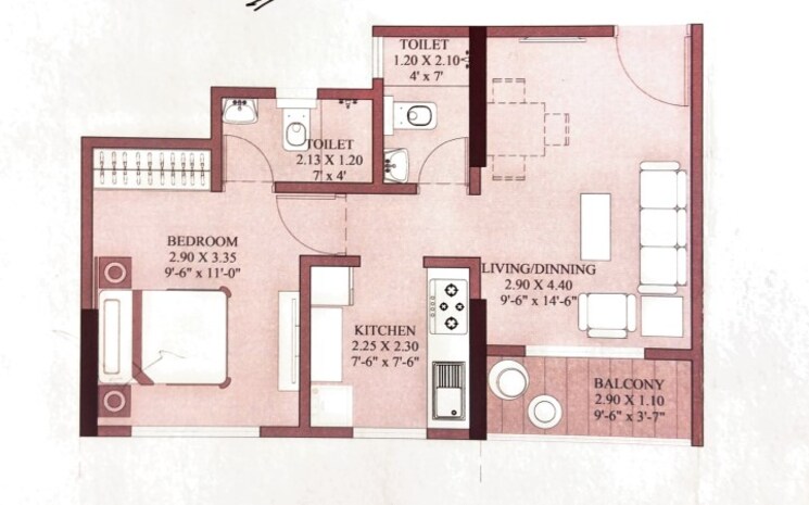 Floor Plan, bhiwandi 1 Bedroom 412 Sq.Ft. Apartment In Bhiwandi Thane 8651808