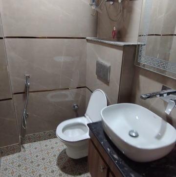 Bathroom in 2 BHK Builder Floor at Malviya Nagar – for Rent