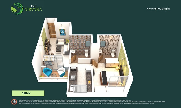 Floor Plan, raj-nirvana-complex 2 Bedroom 1015 Sq.Ft. Apartment In Ambernath East Thane 8656100