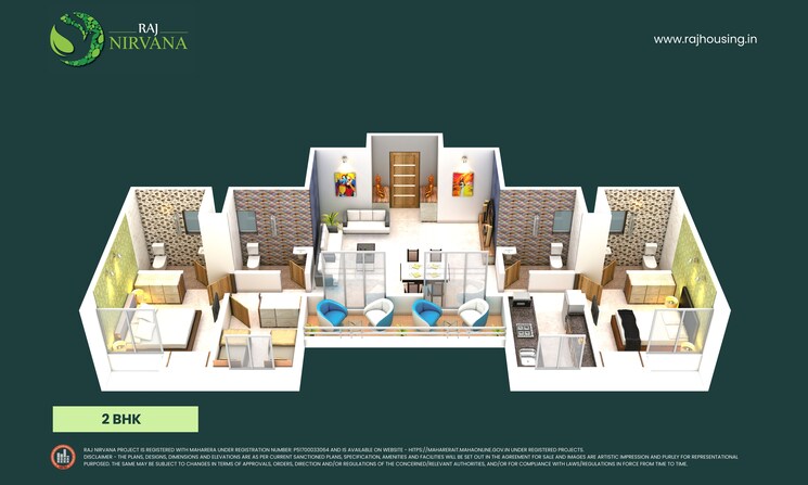 Floor Plan, raj-nirvana-complex 2 Bedroom 1015 Sq.Ft. Apartment In Ambernath East Thane 8656100