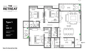 Floor Plan in 3 BHK Apartment at Assetz Bloom And Dell, Whitefield Road – for Sale