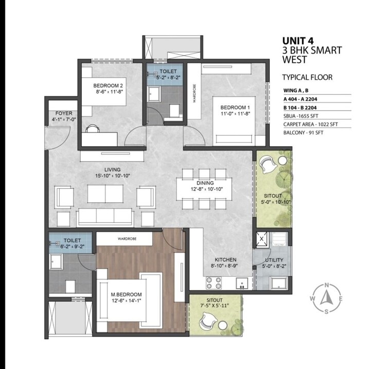 Floor Plan, sumadhura-sarang 3 Bedroom 1655 Sq.Ft. Apartment In Doddabanahalli Bangalore 8657762