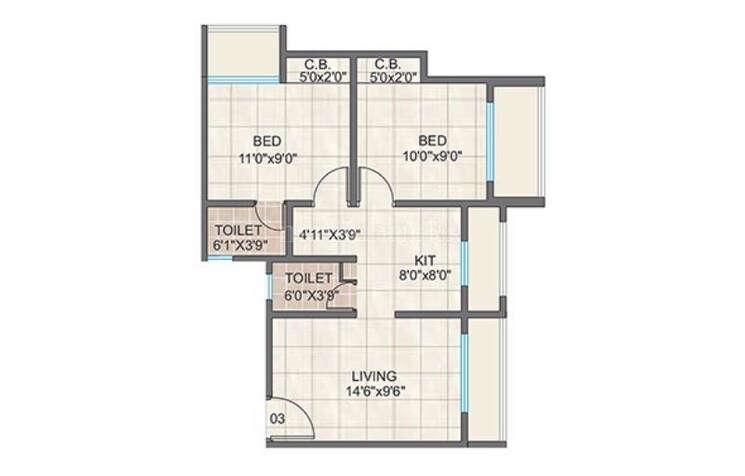 Floor Plan, tiara-hills 1 Bedroom 645 Sq.Ft. Apartment In Mira Road Thane 8658520