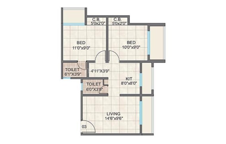 Floor Plan, tiara-hills 1 Bedroom 645 Sq.Ft. Apartment In Mira Road Thane 8658506