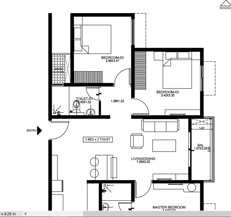 Floor Plan, brigade-el-dorado-aurum 3 Bedroom 1382 Sq.Ft. Apartment In Bagaluru Bangalore 8658529