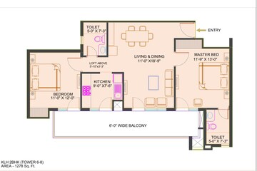 Floor Plan in 2 BHK Apartment at Kundli – for Sale