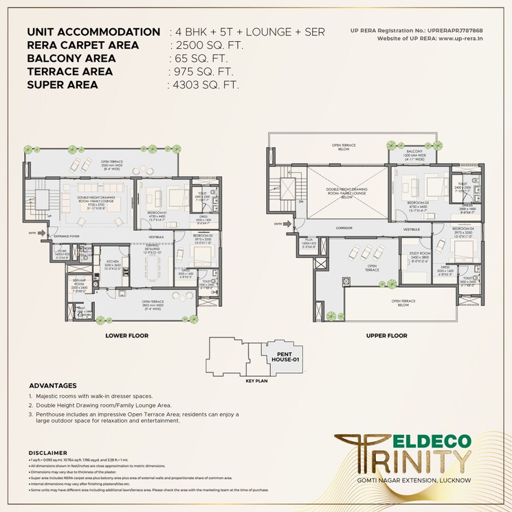 Floor Plan, eldeco-latitude-27 2.5 Bedroom 1375 Sq.Ft. Apartment In Iim Road Lucknow 8661943