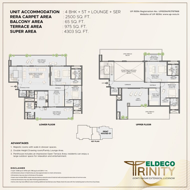 Floor Plan, eldeco-latitude-27 2.5 Bedroom 1375 Sq.Ft. Apartment In Iim Road Lucknow 8661943