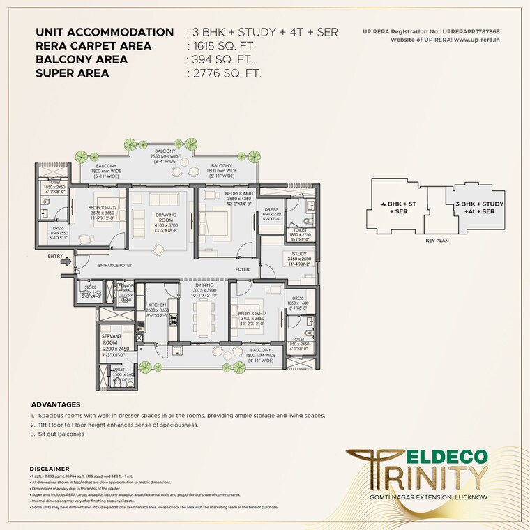 Floor Plan, eldeco-latitude-27 2.5 Bedroom 1375 Sq.Ft. Apartment In Iim Road Lucknow 8661943
