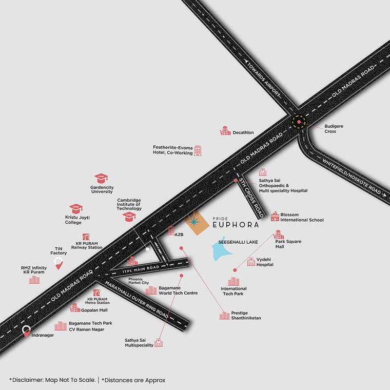 Map Location, pride-euphora 3 Bedroom 1518 Sq.Ft. Apartment In Kr Puram Bangalore 8661959