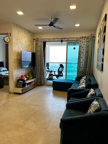 Living Room in 1 BHK Apartment at Aurum Q Residences, Ghansoli – for Rent