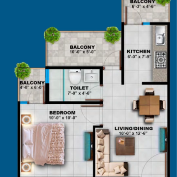 Floor Plan in 2 BHK Apartment at Adore Samriddhi, Sector 89 – for Sale