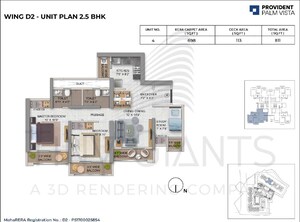 Floor Plan in 2.5 BHK Apartment at Provident Palmvista, Daighar Gaon – for Sale
