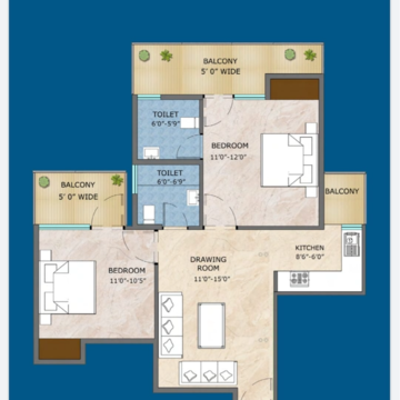 Floor Plan in 3 BHK Apartment at Adore Samriddhi, Sector 89 – for Rent