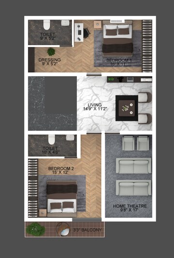Floor Plan in 3 BHK Independent House at Otthakadai – for Sale