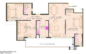 Floor Plan in 3 BHK Apartment at Kundli – for Sale